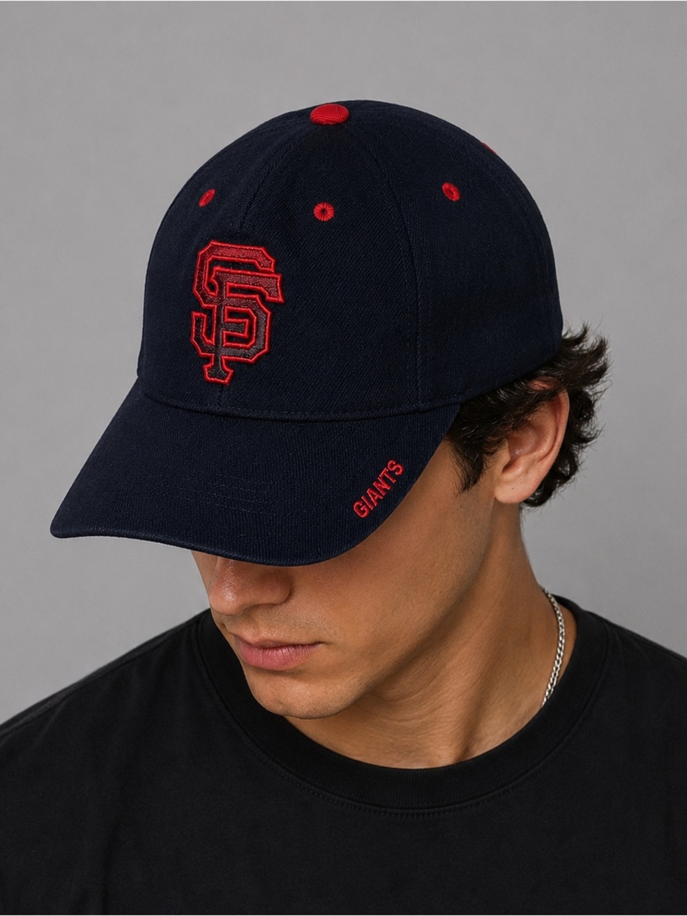 PUMA San Francisco Giants SF Strapback Hat Navy Red MLB Baseball Cap OSFA